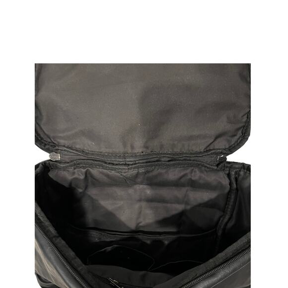 Top Loading Faux Leather Black Backpack - Picture 4 of 4